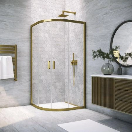 Душевой уголок Vegas-glass ZS TUR NOVO 80 05 01, профиль бронза, стекло прозрачное
