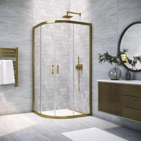 Душевой уголок Vegas-glass ZS TUR NOVO 80 05 01, профиль бронза, стекло прозрачное