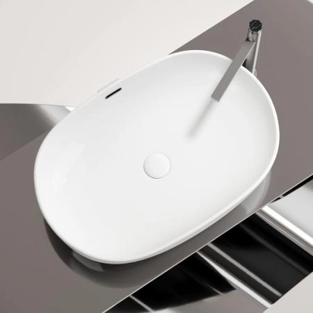 Умывальник чаша накладная овальная со сливом переливом Element 610x420x155мм