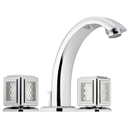 THG Metropolis cristal clair Смеситель для раковины, 3 отв., цвет: хром/прозрачный хрусталь