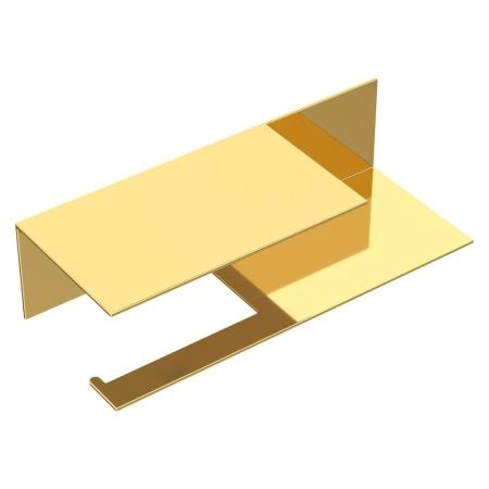 Держатель для туалетной бумаги Boheme c полкой Qubic Gold 10721-2-G