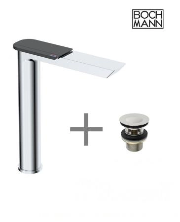 Смеситель для раковины BOCH MANN, COMO CB XL BM9631 высокий, хром, ручка цвет черный