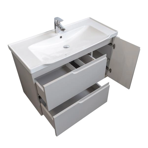 Тумба с раковиной Comforty Сидней-100 00-00022768CF серый шелк с раковиной CF188057-100