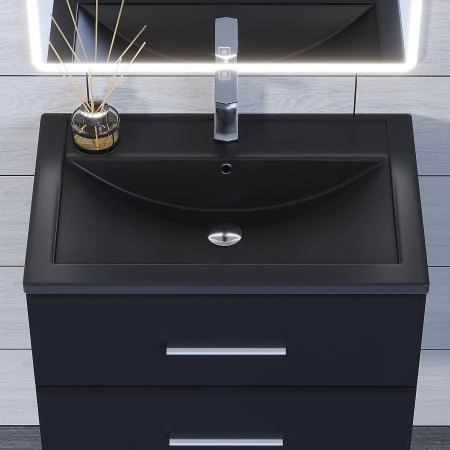 Раковина кварцевая Uperwood Foster Quartz 70 см, черная матовая, космос