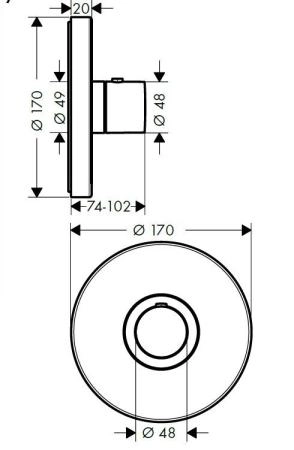Axor ShowerSelect Термостат Highflow, внешняя часть, цвет: хром