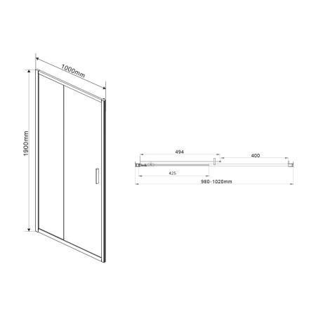 Душевая дверь Vincea Garda VDS-1G100CH, 1000, хром, стекло шиншилла