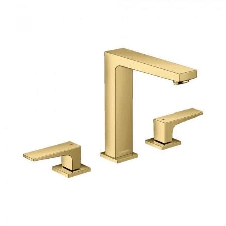 Hansgrohe 32515990 Metropol Смеситель для раковины 159, на 3 отв., Push-Open полированное золото