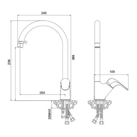 Смеситель для кухонной мойки AZARIO EVORA хром (AZ-WKE56266C)
