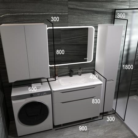 Тумба напольная Style Line Марелла 90 (2 ящ.) Люкс антискрейтч белый матовый, PLUS