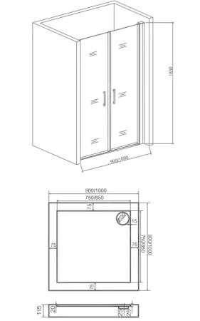 Душевая дверь GOOD DOOR Pandora SD100-C-CH 100x185 см