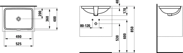 Раковина Laufen Pro A 8.1196.1.000.109.1 530х405 мм встраиваемая