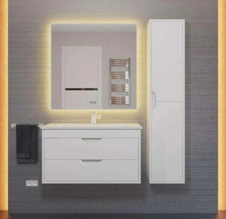 Тумба под раковину для ванной Uperwood Modul 80 см, подвесная, глянцевая, белая