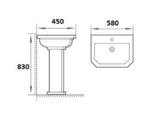 Раковина с пьедесталом Boheme Vogue 942 белый 58 см