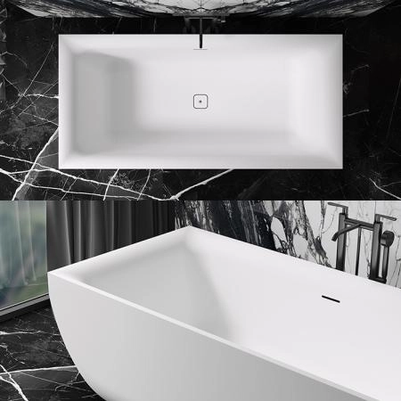 Salini ARIA Ванна отдельностоящая 190x90x60см, материал: S-Sense, донный клапан, сифон, слив-перелив, цвет: белый