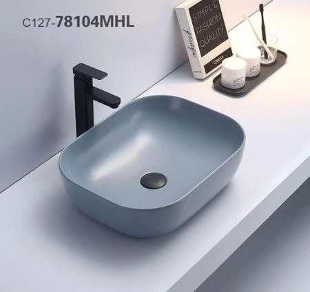 Раковина Ceramalux NC 50x40 голубой, 78104MHL-4 овальная