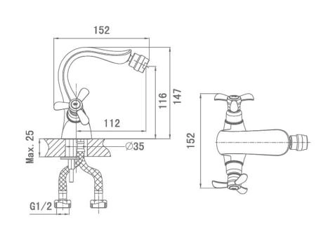 Смеситель для биде D&K Hessen Documenta (DA1212201)
