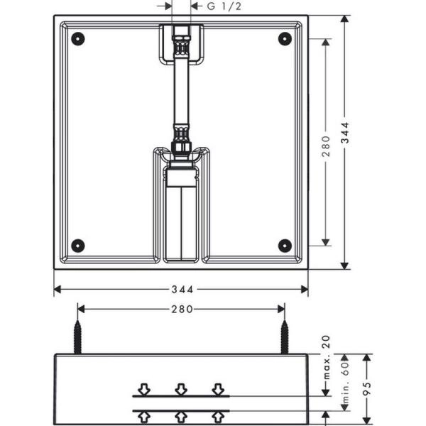 Скрытая часть Hansgrohe Raindance E 400 1j. 26254180 хром