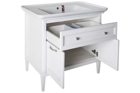 Тумба под раковину ASB-Woodline Гранда 85 Белый (патина серебро)