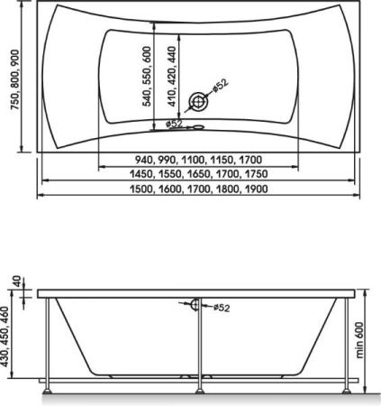 Акриловая ванна Relisan Xenia 150x75