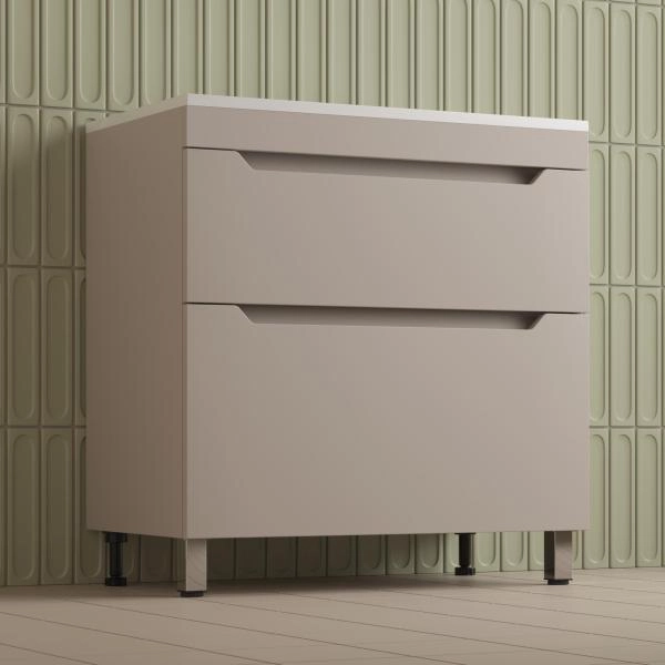 Тумба напольная Style Line Остин под раковину Фортуна 80 2 ящ крем эмаль PLUS