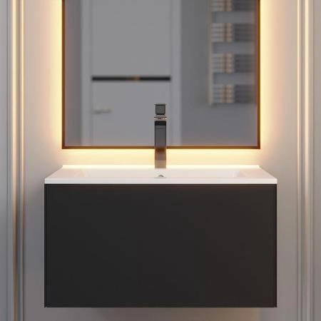 Тумба с раковиной для ванной Uperwood Parma Premium подвесная 65 см, черная