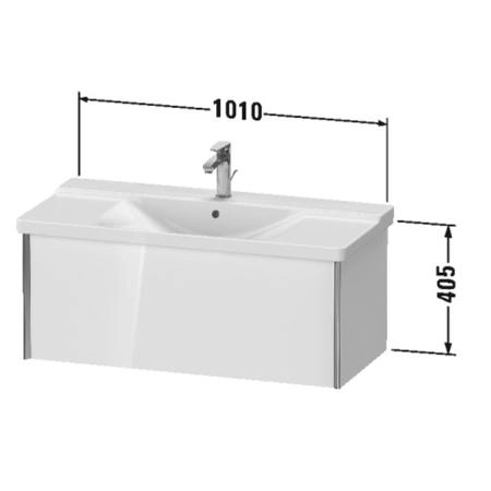 Duravit XViu Тумба подвесная 101x46.9x40.5см, с раковиной, 1 ящик, цвет: walnut dark/черный матовый