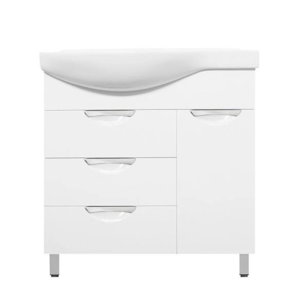 Тумба Style Line Жасмин 82 (3 ящ.) с корзиной, Коралл 82, правая