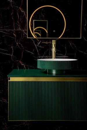 Раковина накладная Boheme рифленая Corian 400*130 ral6005 801-R-ral6005