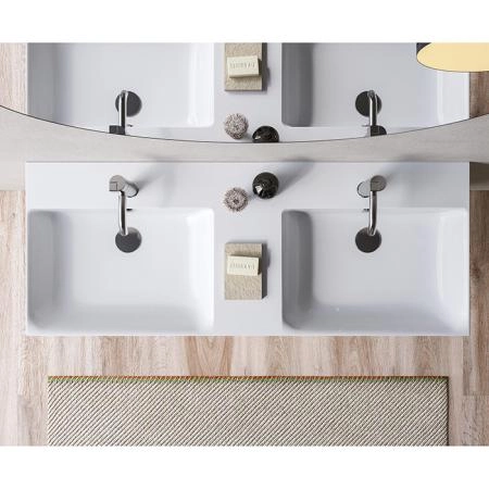 Catalano Premium Раковина 120x47см двойная, с 2 отв., цвет: белый глянцевый