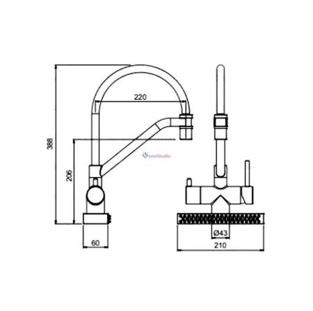 Смеситель для кухни Gappo G4098-9 с водопадом оружейная сталь