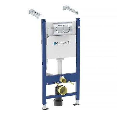 Инсталляция Geberit Delta 458.149.21.1 Duofix для подвесного унитаза, смывная клавиша Delta, хром глянец