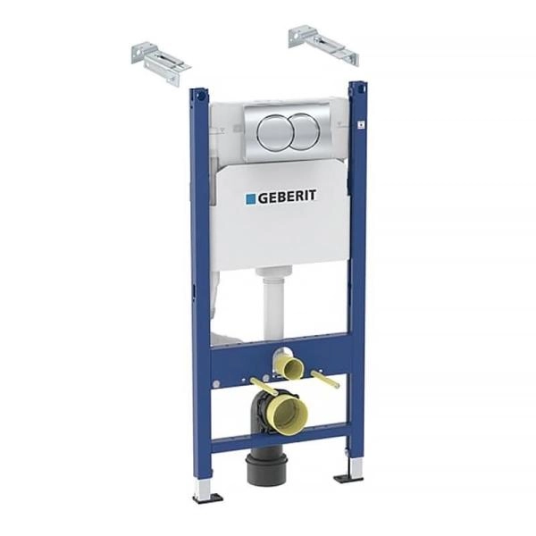 Инсталляция Geberit Delta 458.149.21.1 Duofix для подвесного унитаза, смывная клавиша Delta, хром глянец