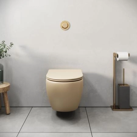 Унитаз Grossman GR-4455BEMS Color (485*360*375) БЕЖЕВЫЙ МАТОВЫЙ подвесной Безободковый с тонкой крышкой