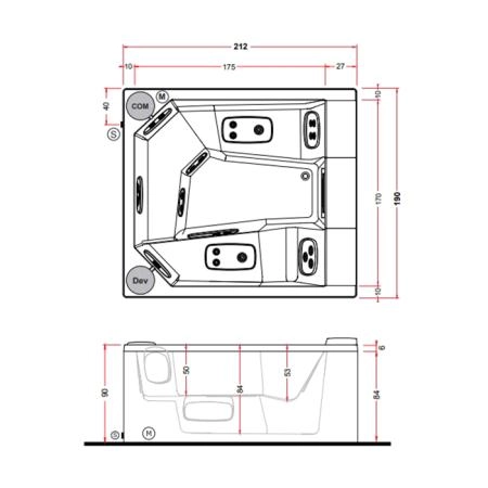 Gruppo Treesse Quarz Light 235 Минибассейн 235х215х90см., отдельностоящий, с панелями, с крышкой, цвет белый