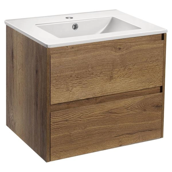 Тумба под раковину Vincea Gio 600 подвесная, 2 ящика soft-close, цвет T.Oak