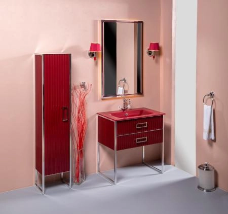 Тумба Boheme MONACO 80см h84см бордо глянец + хром под раковину моноблок 866-080-RCR