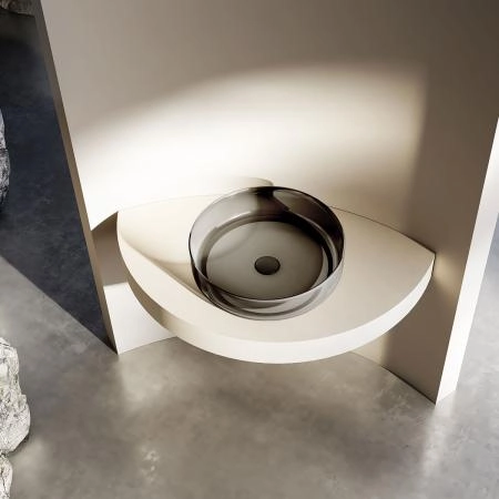 Раковина прозрачная Vincea VBS-6T16B, 450*450*130, накладная, цвет черный смола