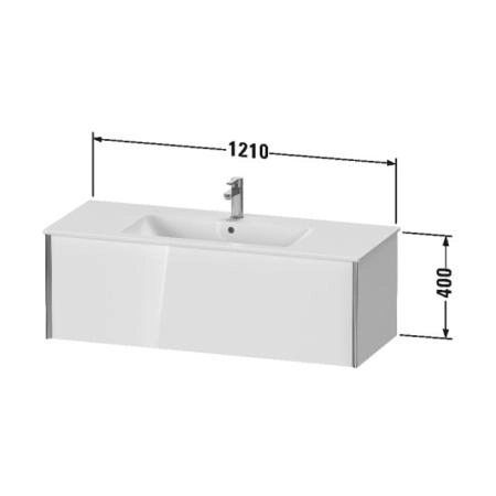 Duravit XViu Тумба подвесная 121x48x40см, с раковиной, 1 ящик, цвет: белый глянцевый/champagne matt
