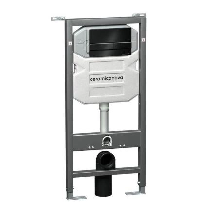 Сет 4 в 1: Подвесной унитаз Metric Rimless арт. CN3007 + Шумоизоляционная панель для инсталляции арт. CN1000 + Система инсталляции для унитазов CERAMICANOVA Envision с кнопкой смыва Flat цвет черный матовый, креплениями, арт. CN1002B