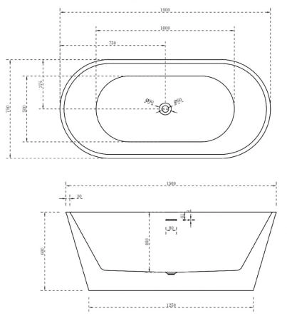 Акриловая ванна ABBER AB9320-1.5 отдельностоящая цвет белый