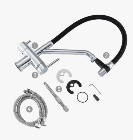 Смеситель Gappo G4398-80 для кухни с краном для фильтра черный хром