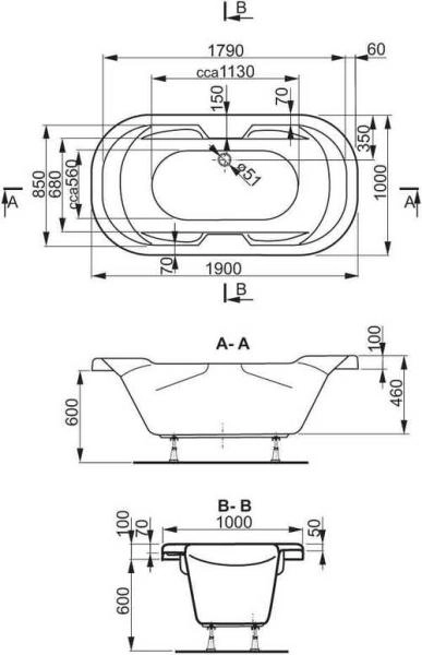 Ванна Vagnerplast Gala VPBA191GAI7X-04 190x100 см акриловая