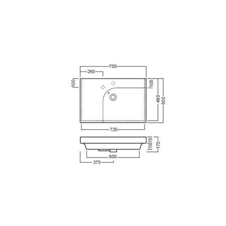 Раковина Hatria G.Angolo YXF8 75x50 подвесная