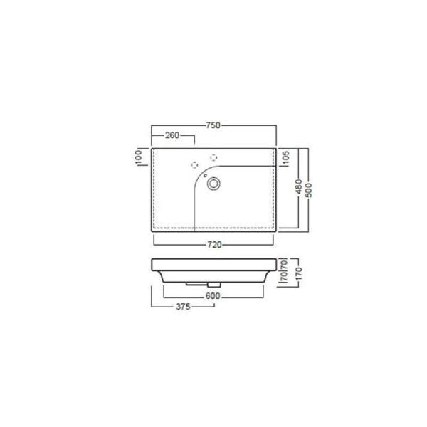 Раковина Hatria G.Angolo YXF8 75x50 подвесная