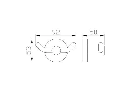 Двойной крючок для ванной WONZON & WOGHAND EASY, Хром (WW-8125)