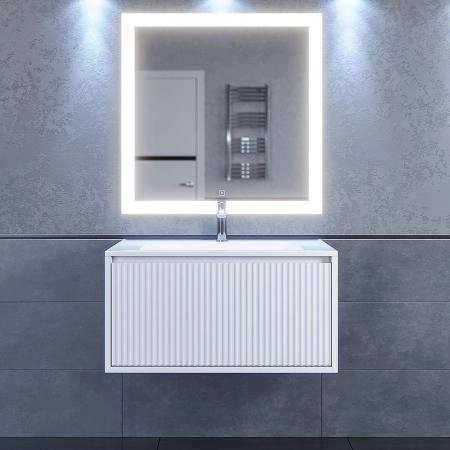 Тумба с раковиной для ванной Uperwood Next Premium подвесная, 100 см, белая, 1 ящик