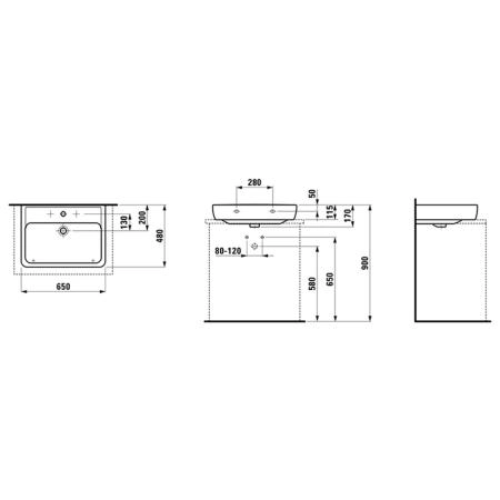 Laufen Pro Раковина накладная 65x48x11.5см., с 1 отв., цвет: белый