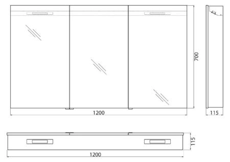 Зеркальный шкаф BelBagno SPC-3A-DL-BL-1200 120 см