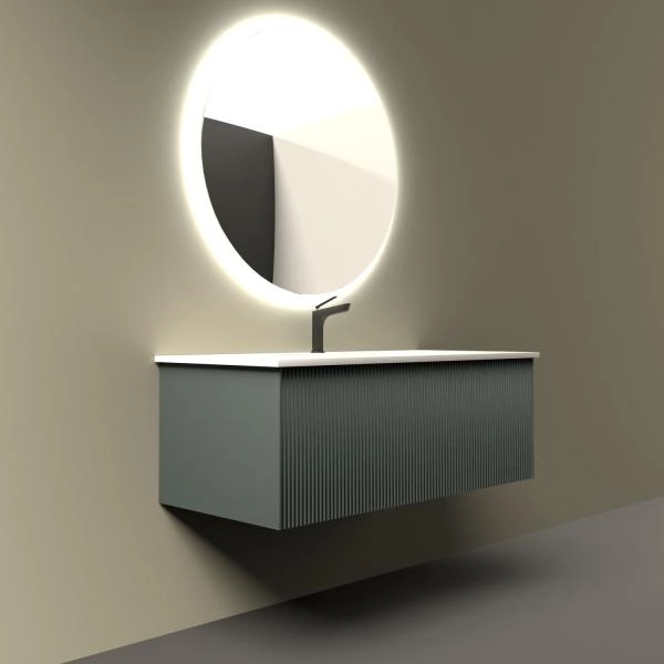 Тумба под раковину LA FENICE TERRA Grigio серый 100 FNC-01-TER-G-100 серый матовый зелёный матовый