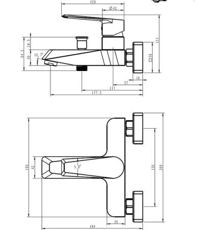 Смеситель для ванны и душа ESKO NEW YORK NY 54 хром